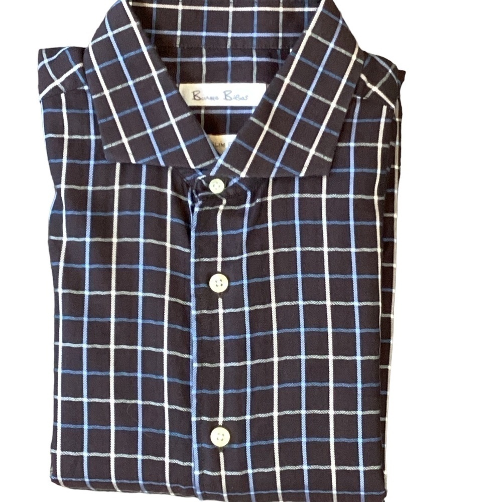 Burma Bibas Button Down Cotton Shirt Mens‎ Slim Fit 17/34-35 #302A